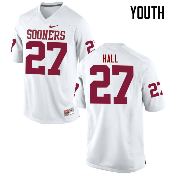Youth Oklahoma Sooners #27 Jeremiah Hall College Football Jerseys Game-White - Click Image to Close